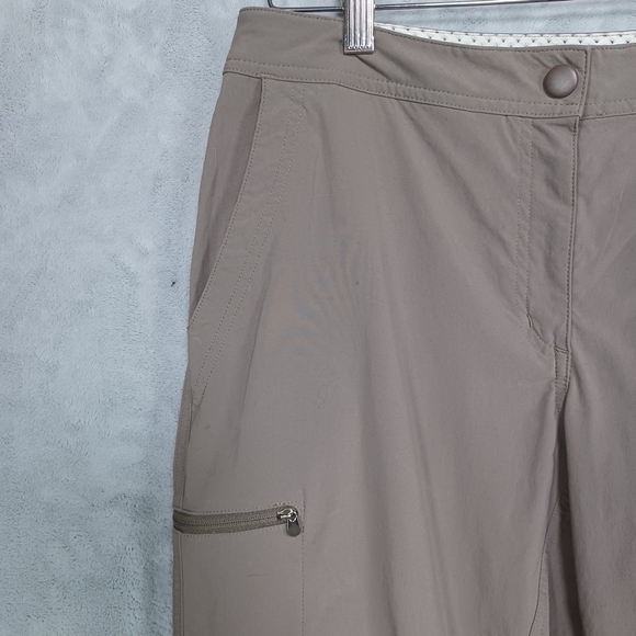 L.L.Bean Women's Nylon Hiking Pants 12 Taupe Adjustable Hem Cozy Outdoor Travel - Picture 4 of 11